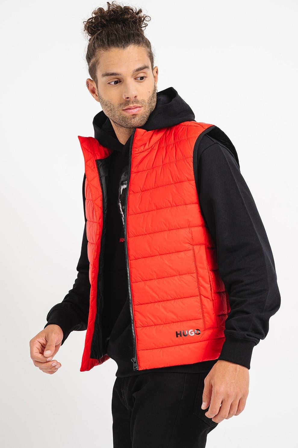 HUGO HUGO Erkek Slim Fit Dik Yaka Şişme Turuncu Yelek 50517743-693