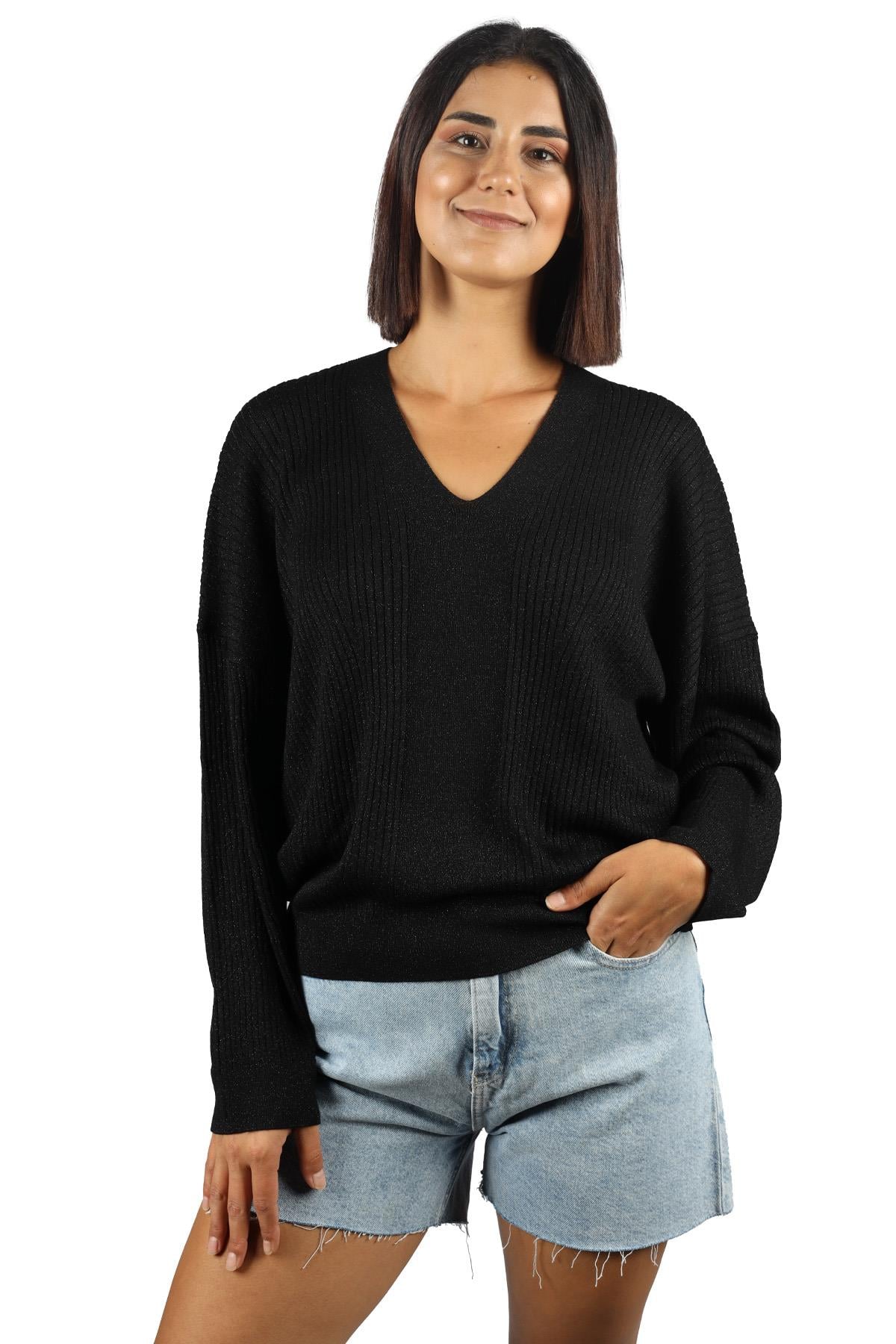 Liu Jo Lıu Jo Kadın Basic Uzun Kollu Logo Nakışlı Siyah Kazak MF3219MS64J-04021
