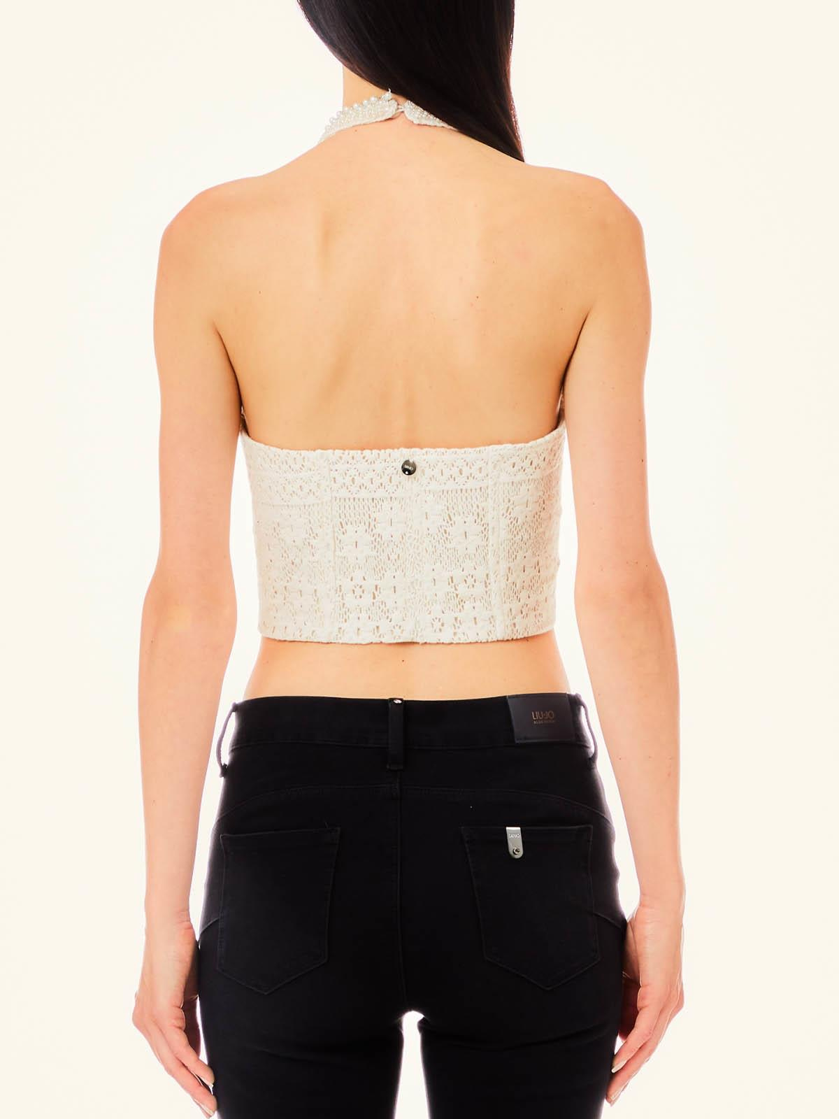 Liu Jo Lıu Jo Kadın Boyundan Bağlamalı Crop Boy Kolsuz Beyaz CROP MA4153J4061-51