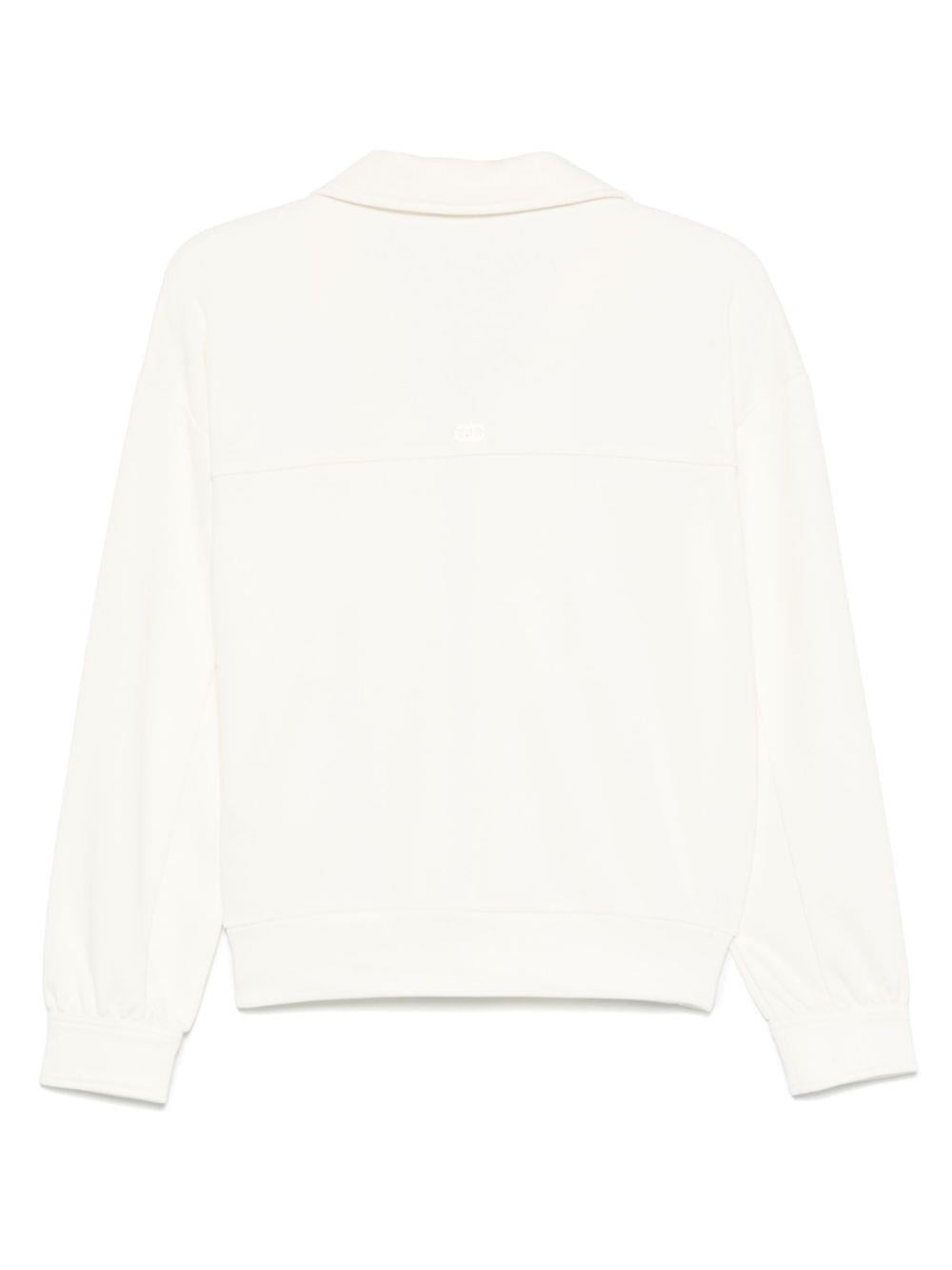 LIU JO Lıu Jo Kadın Çentik Yaka Cep Detaylı Düğme Kapamalı Regular Fit Beyaz Sweatshirt TA5012FS002-10105