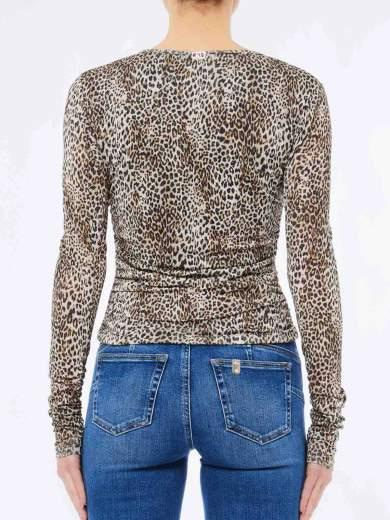 Liu Jo Lıu Jo Kadın Dar Kalıp V Yaka Leopar Desenli Uzun Kollu Leopar Bluz MF5081J3821-P9155