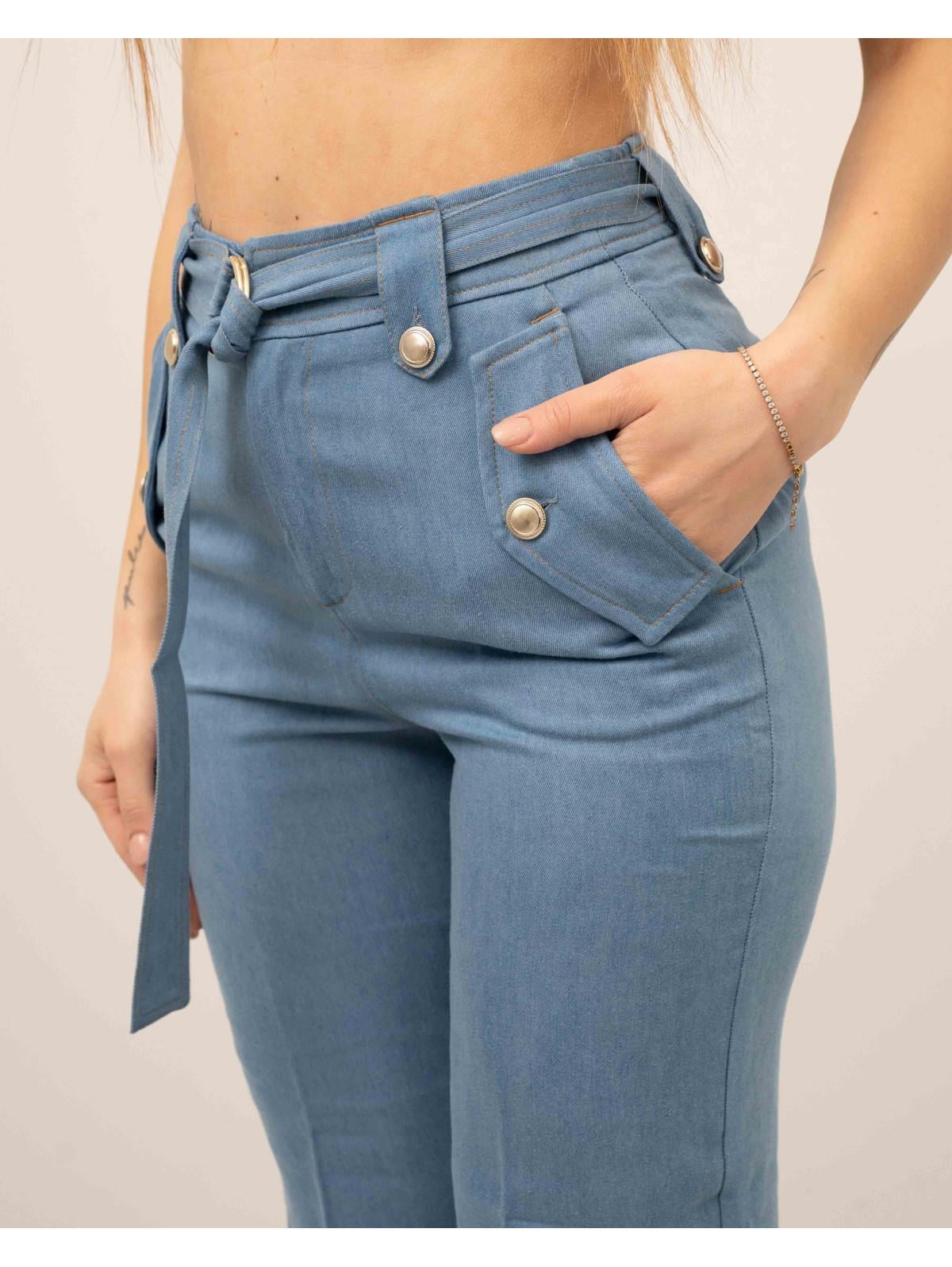 Liu Jo Lıu Jo Kadın Denim Geniş Kesim Yüksek Bel Düz Model Mavi Pantolon UA3139D4808-78438