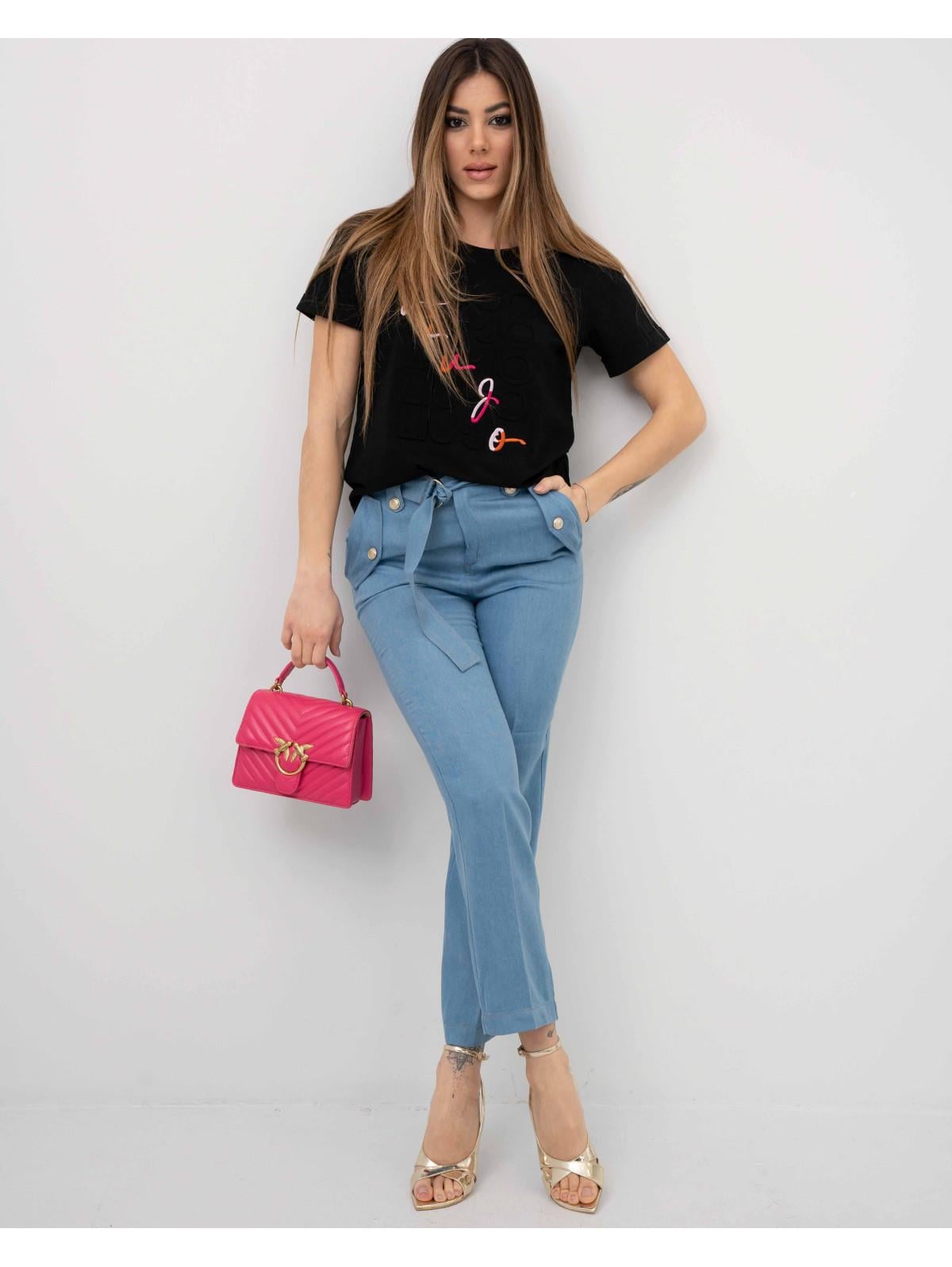 Liu Jo Lıu Jo Kadın Denim Geniş Kesim Yüksek Bel Düz Model Mavi Pantolon UA3139D4808-78438