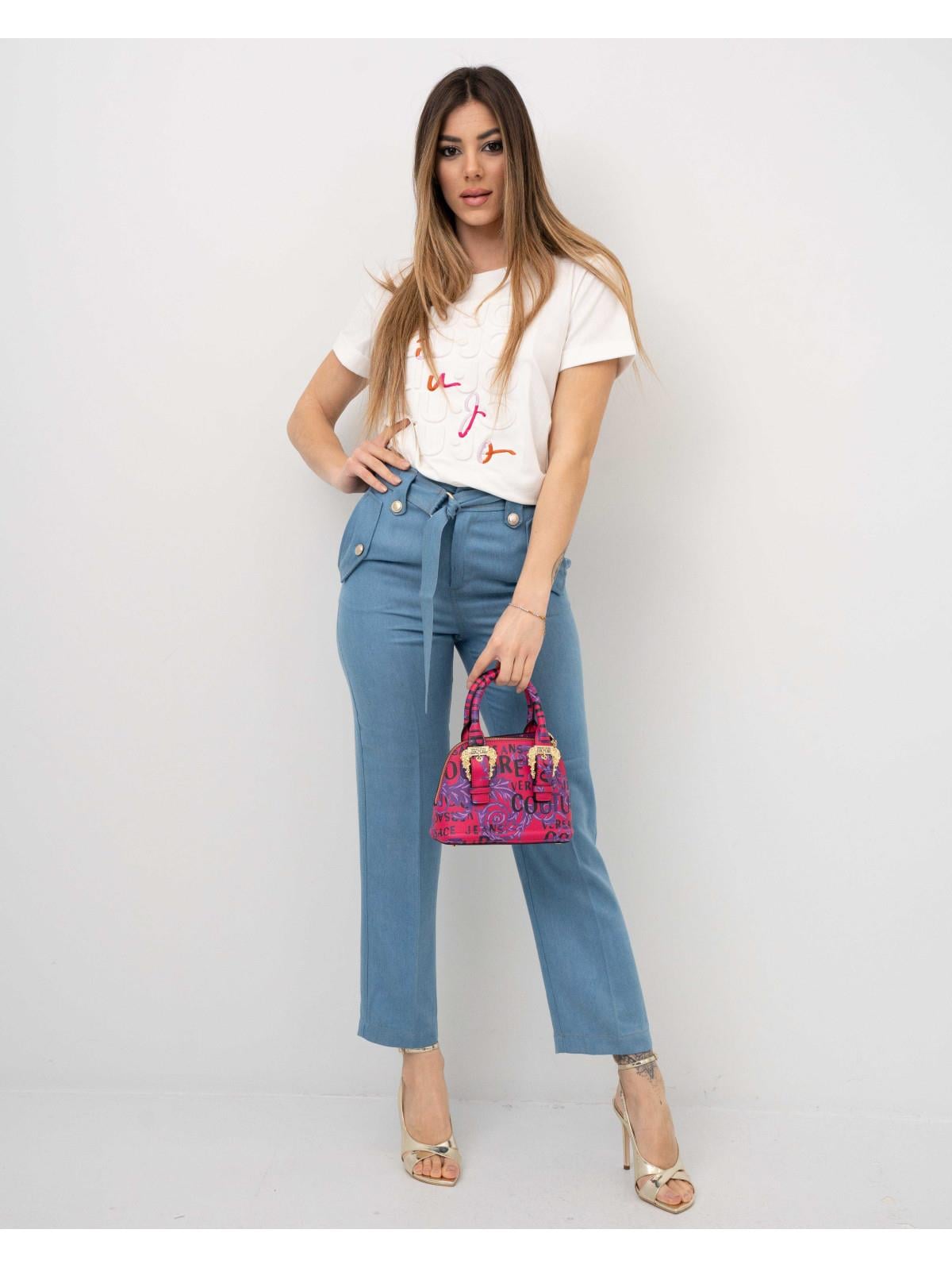 Liu Jo Lıu Jo Kadın Denim Geniş Kesim Yüksek Bel Düz Model Mavi Pantolon UA3139D4808-78438