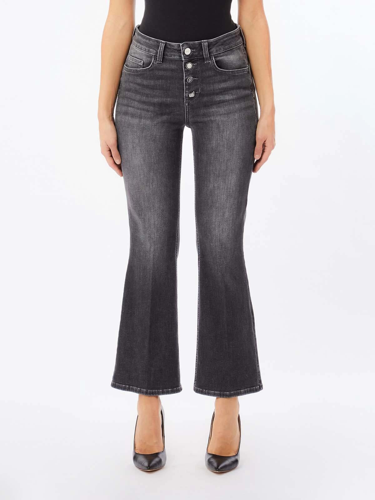 Liu Jo Lıu Jo Kadın Eskitme Desenli Normal Kalıp Bol ve Kısa Paçalı Denim Gri Pantolon UF5040D4615-87352