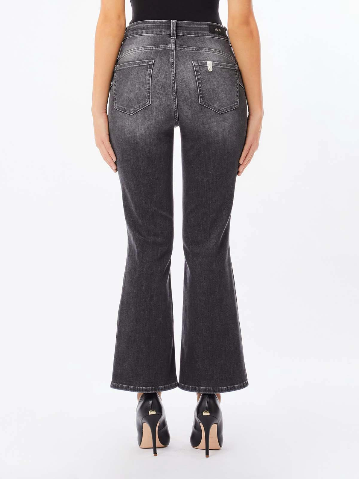 Liu Jo Lıu Jo Kadın Eskitme Desenli Normal Kalıp Bol ve Kısa Paçalı Denim Gri Pantolon UF5040D4615-87352