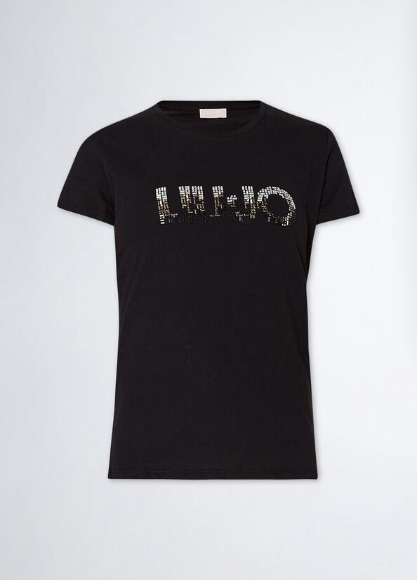 Liu Jo Lıu Jo Kadın Marka Logo Detaylı Kısa Kollu Yuvarlak Yakalı Siyah1 T-Shirt WF3085J6308-Q9659
