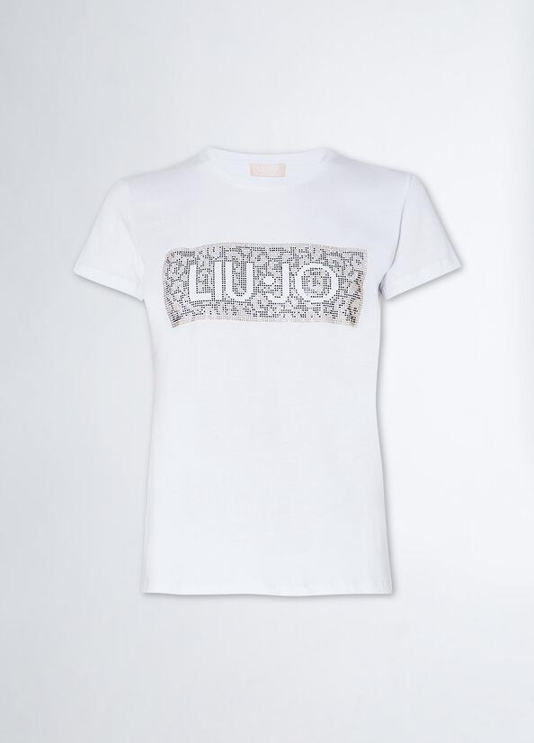 Liu Jo Lıu Jo Kadın Marka Logo Detaylı Kısa Kollu Yuvarlak Yakalı Beyaz T-Shirt WF3085J6308-Q9662