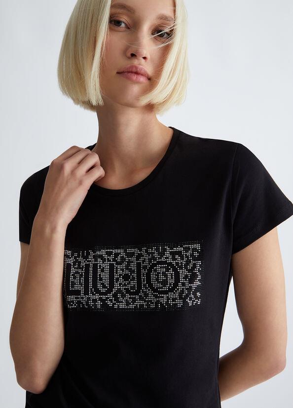 Liu Jo Lıu Jo Kadın Marka Logo Detaylı Kısa Kollu Yuvarlak Yakalı Siyah2 T-Shirt WF3085J6308-Q9661