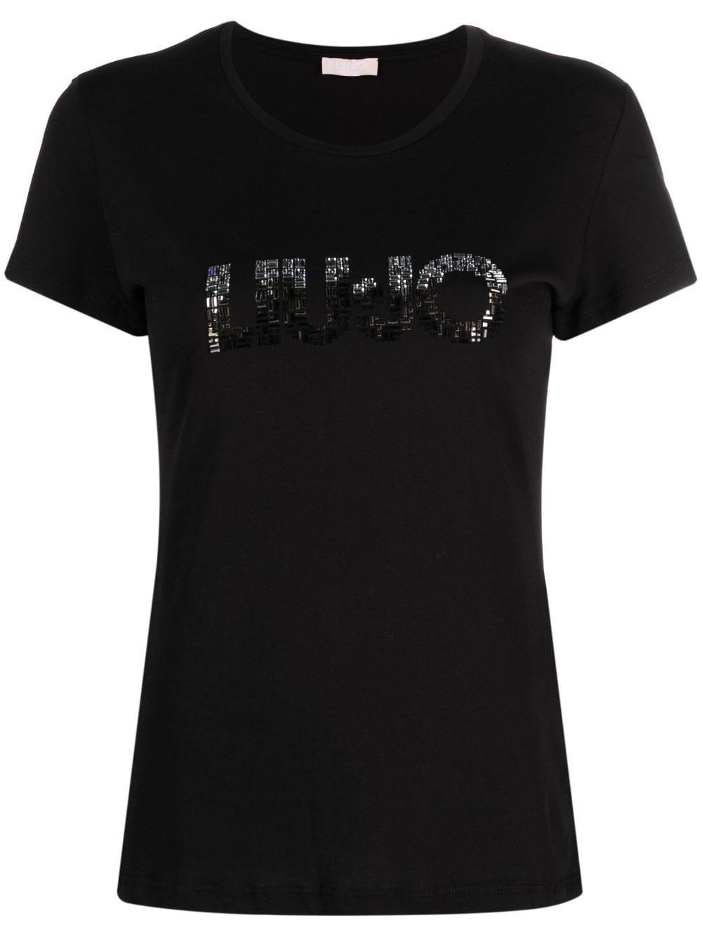 Liu Jo Lıu Jo Kadın Marka Logo Detaylı Kısa Kollu Yuvarlak Yakalı Siyah T-Shirt WF3085J6308-Q9658