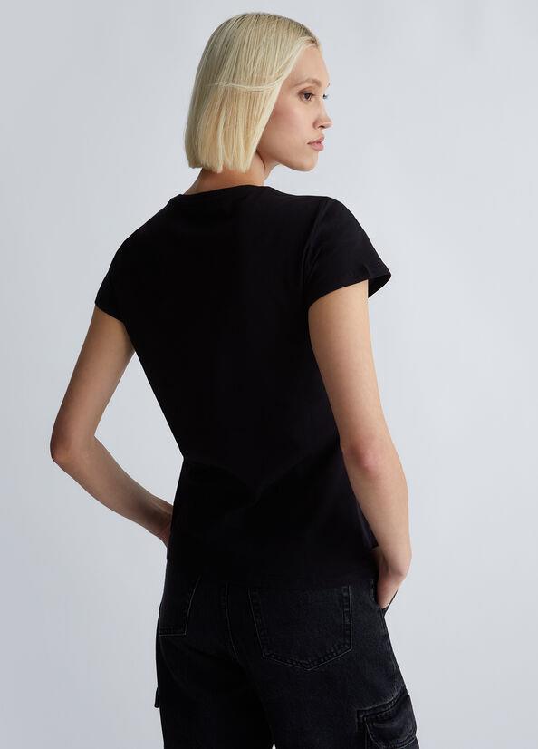 Liu Jo Lıu Jo Kadın Marka Logo Detaylı Kısa Kollu Yuvarlak Yakalı Siyah2 T-Shirt WF3085J6308-Q9661