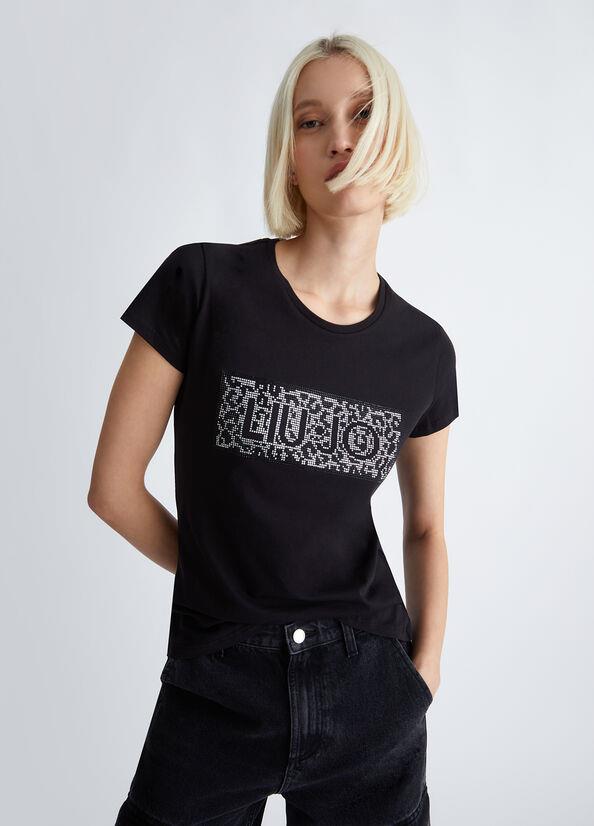Liu Jo Lıu Jo Kadın Marka Logo Detaylı Kısa Kollu Yuvarlak Yakalı Siyah2 T-Shirt WF3085J6308-Q9661
