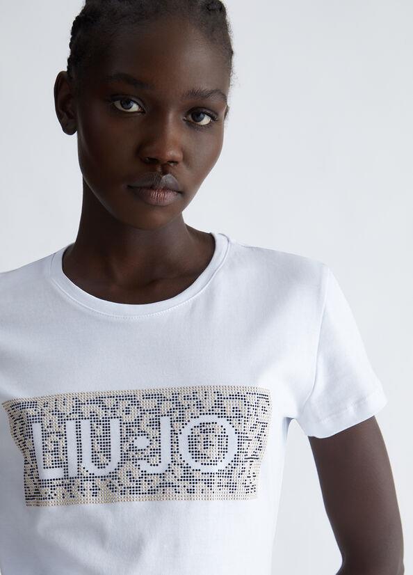 Liu Jo Lıu Jo Kadın Marka Logo Detaylı Kısa Kollu Yuvarlak Yakalı Beyaz T-Shirt WF3085J6308-Q9662