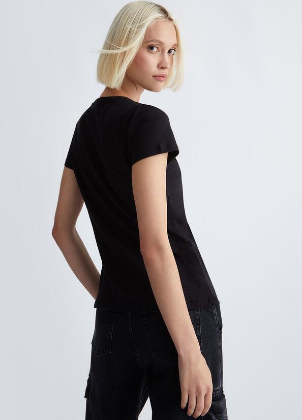 Liu Jo Lıu Jo Kadın Marka Logo Detaylı Kısa Kollu Yuvarlak Yakalı Siyah1 T-Shirt WF3085J6308-Q9659