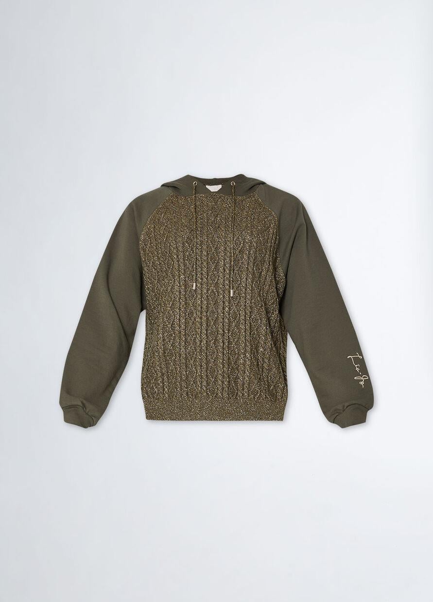 Liu Jo Lıu Jo Kadın Marka Logo Detaylı Kapşonlu İpli Haki Sweatshirt TF3301F0905-04334
