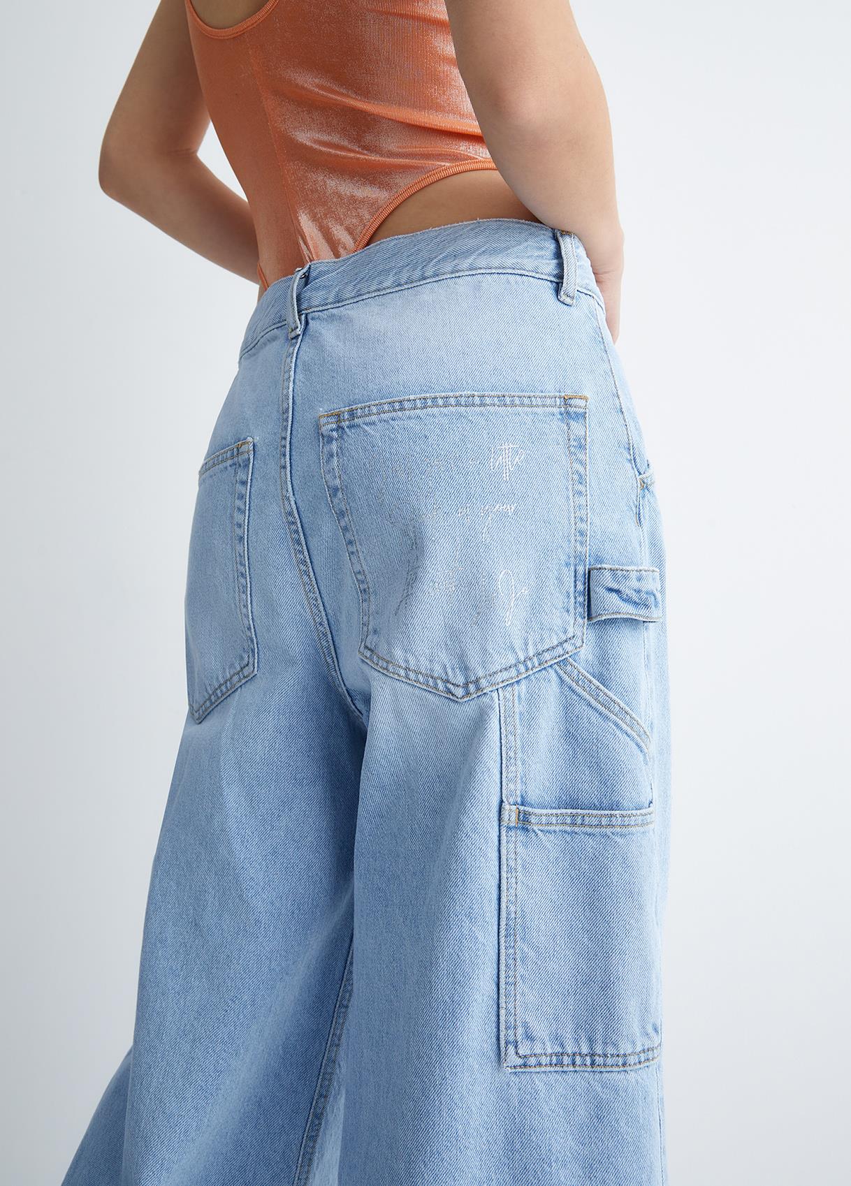 Liu Jo Lıu Jo Kadın Normal Belli Pamuklu Logo Desenli Lacivert Pantolon UA3181D4796-78429