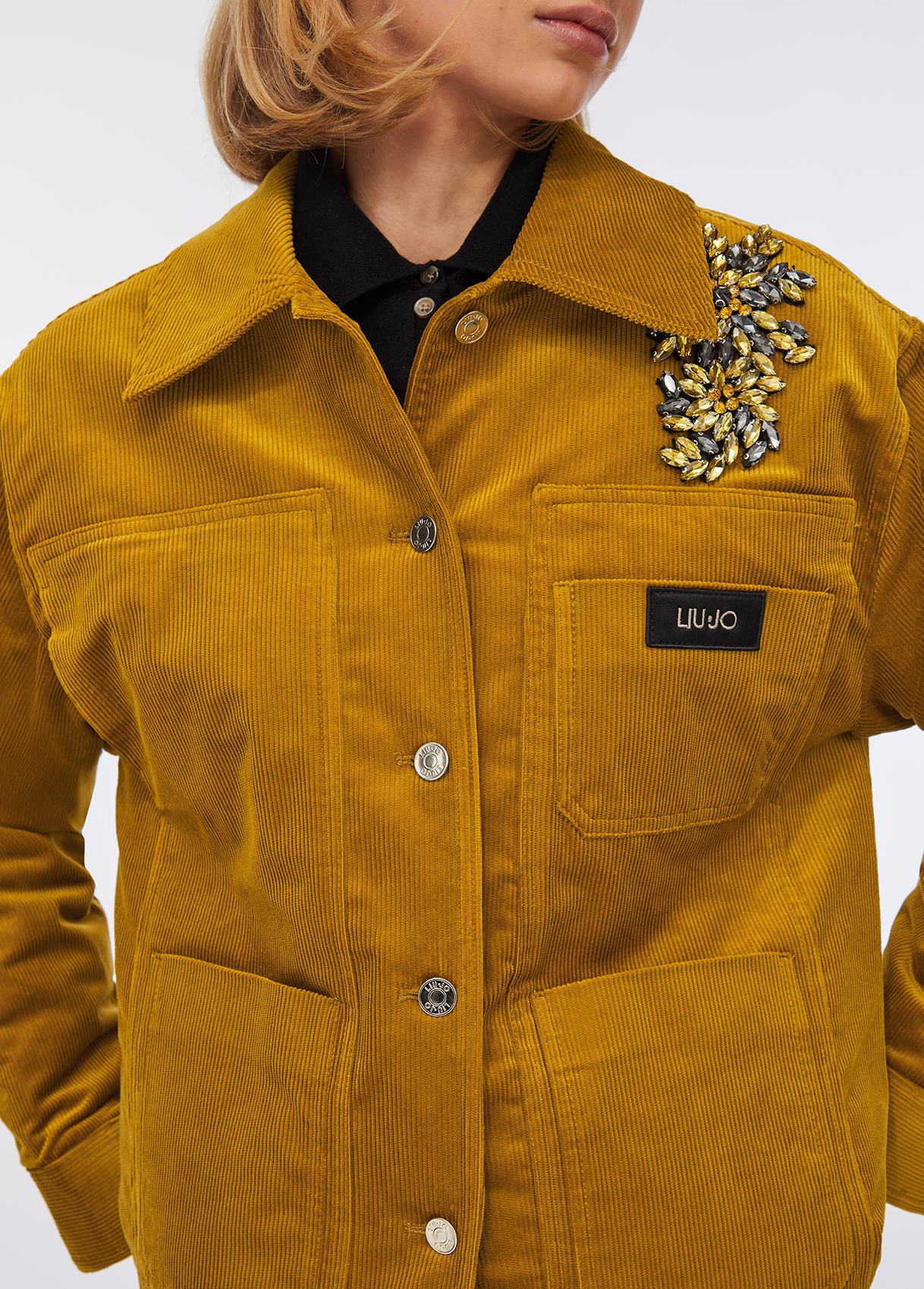 Liu Jo Lıu Jo Kadın Normal Kesim Cep Detaylı Pamuklu Kadife Sarı Ceket MF5155T192A-X0734