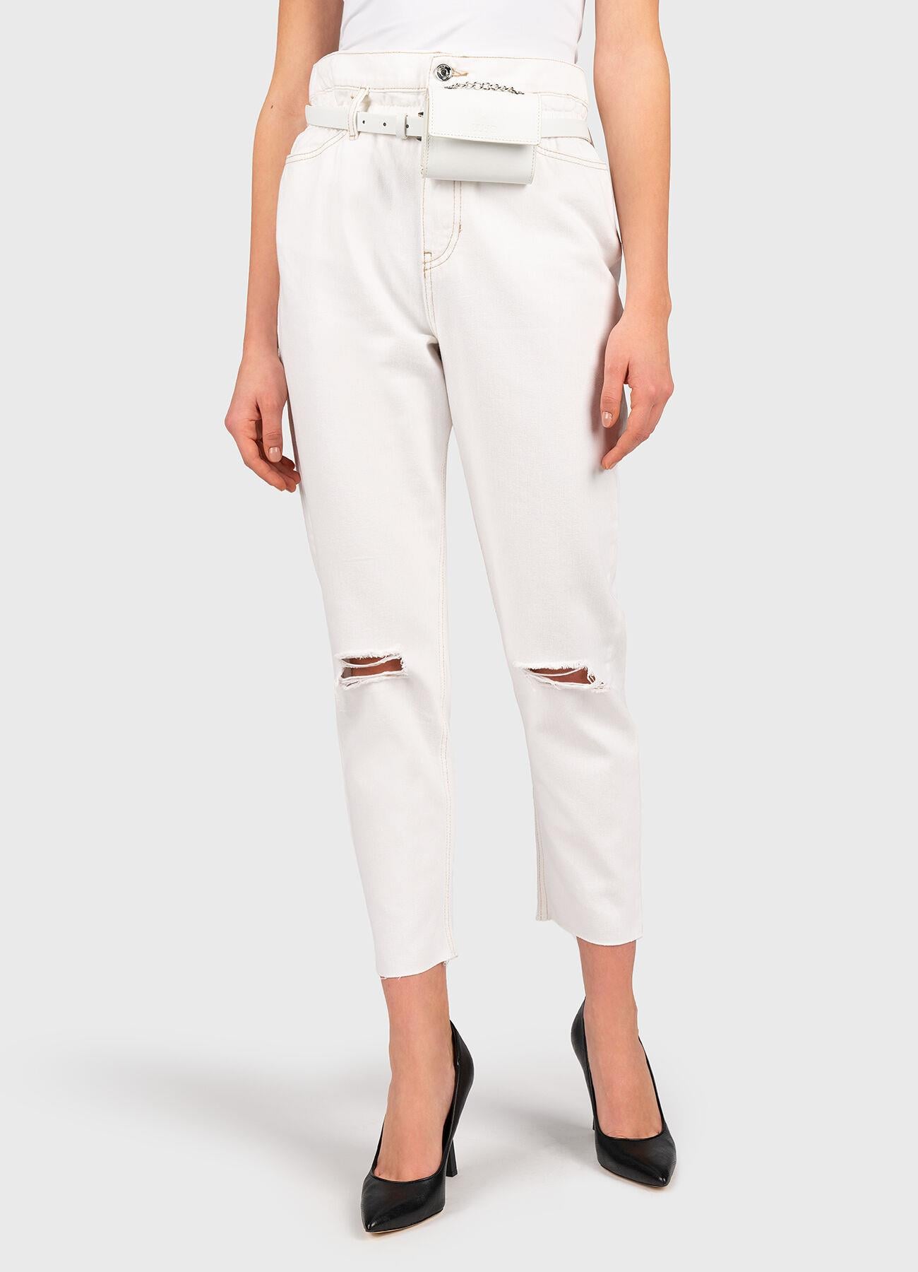 Liu Jo Lıu Jo Kadın Pamuklu Normal Kesim Rahat Beyaz Jeans UA2043D4622-BEY