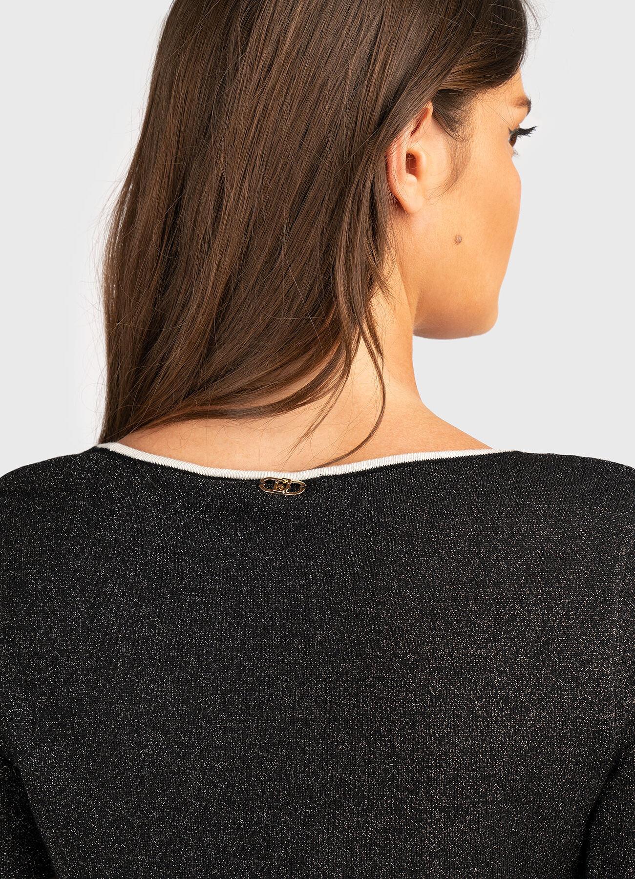 Liu Jo Lıu Jo Kadın Regular Fit Kare Yaka Kısa Kollu Siyah T-Shirt TF5025MS49I-A4345