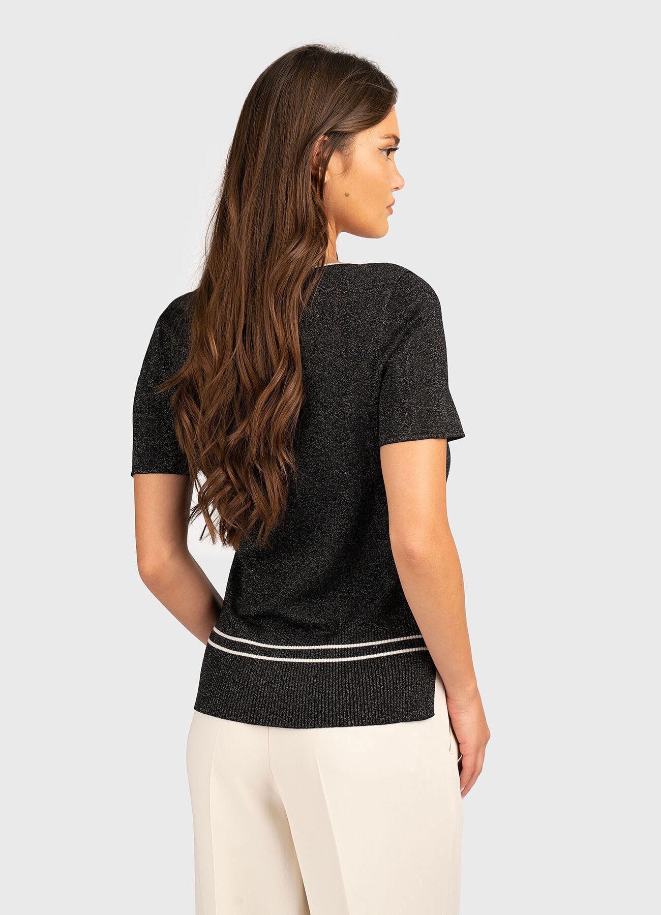 Liu Jo Lıu Jo Kadın Regular Fit Kare Yaka Kısa Kollu Siyah T-Shirt TF5025MS49I-A4345