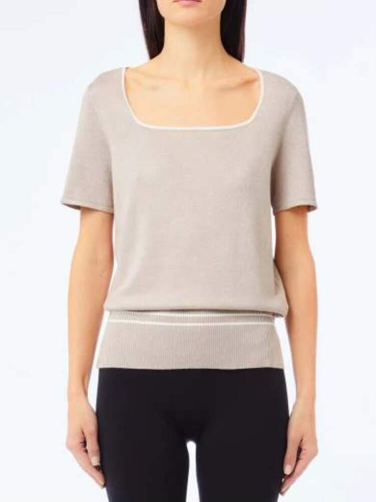 LIU JO Lıu Jo Kadın Regular Fit Kare Yaka Kısa Kollu Bej T-Shirt TF5025MS49I-A4344