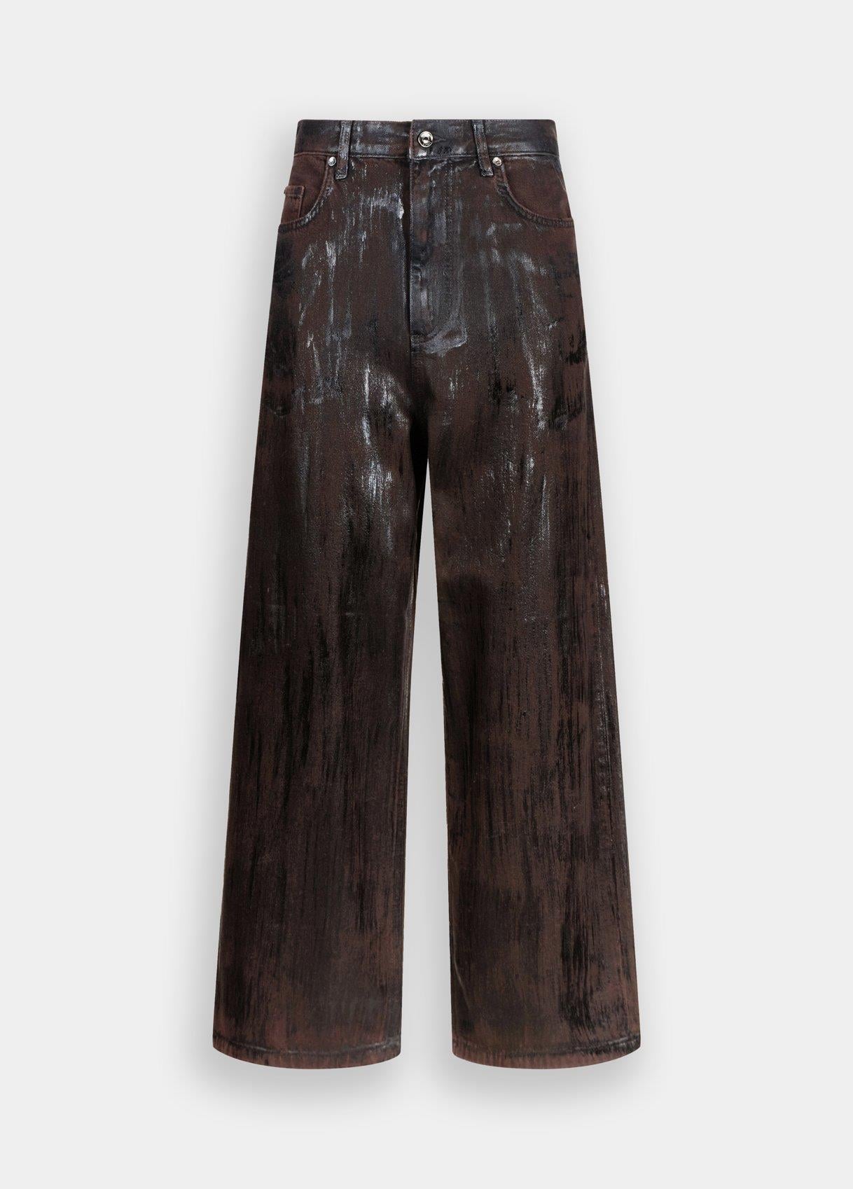 Liu Jo Lıu Jo Kadın Yüksek Bel Rahat Kalıp Geniş Paçalı Pamuklu Denim Kahverengi Jeans MF5358D0299-87477