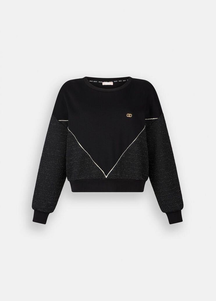 LIU JO Lıu Jo Kadın Yuvarlak Yakalı Geniş Kalıp Desenli Uzun Kollu Siyah Sweatshirt TF5158FS321-09Z49