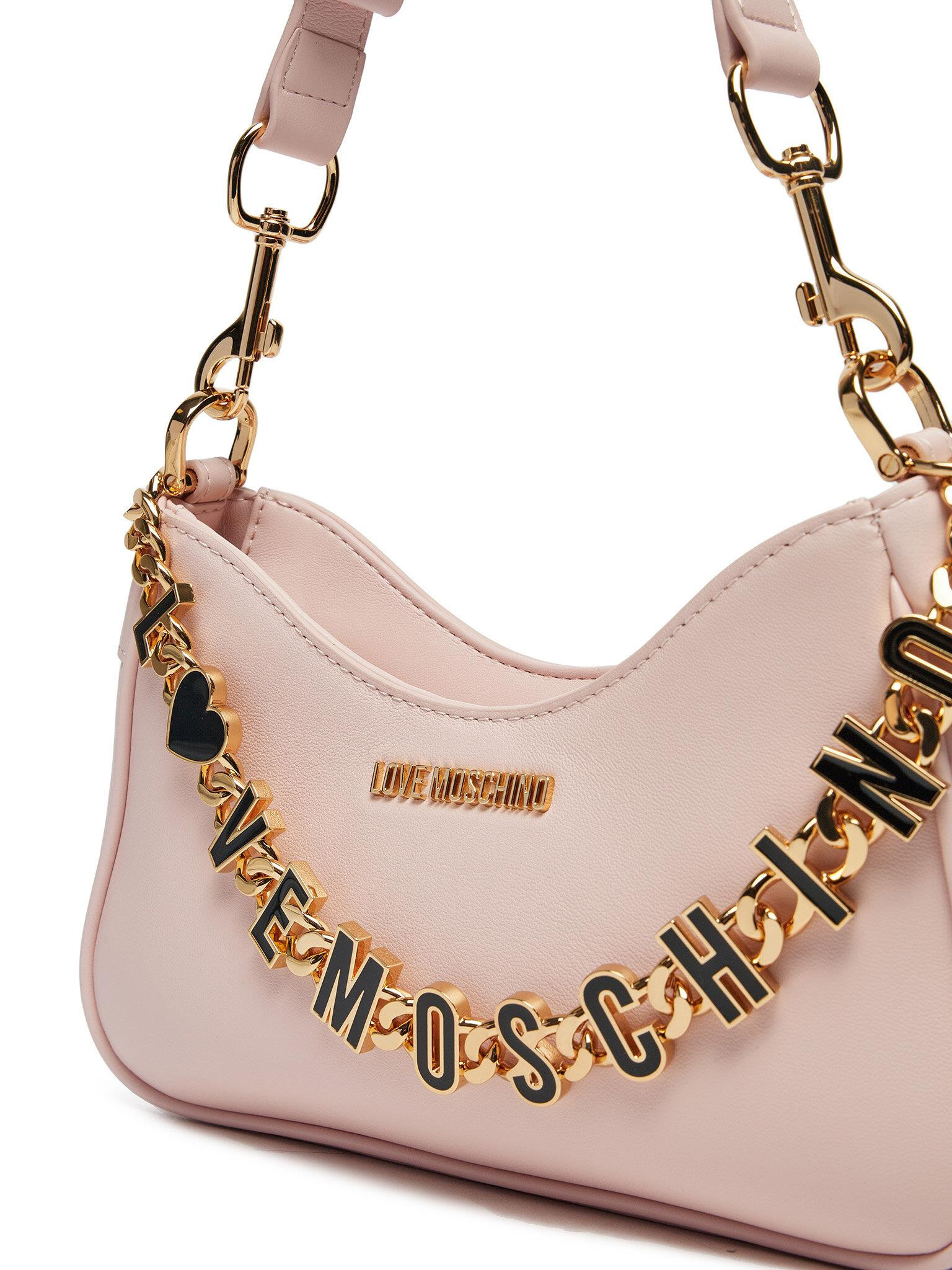 Love Moschino Love Moschino Kadın Deri Logo ve Zincir Detaylı Pembe Omuz Çantası JC4070PP1ML13-60A