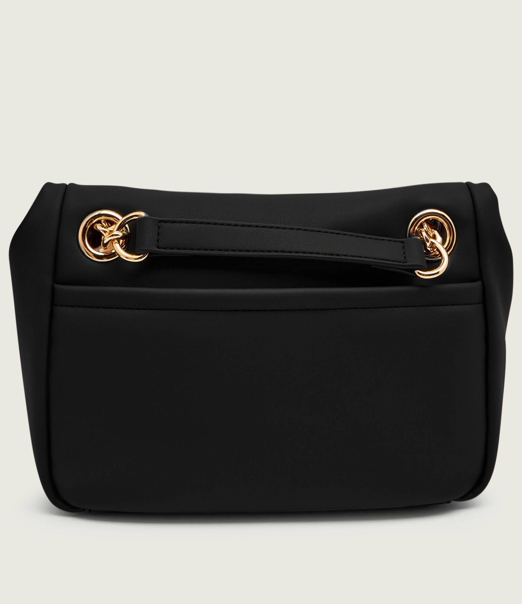 Love Moschino Love Moschino Kadın Deri Metal Toka Kapamalı Ayarlanabilir Kayış Siyah Omuz Çantası JC4309PP0NKD0-00A
