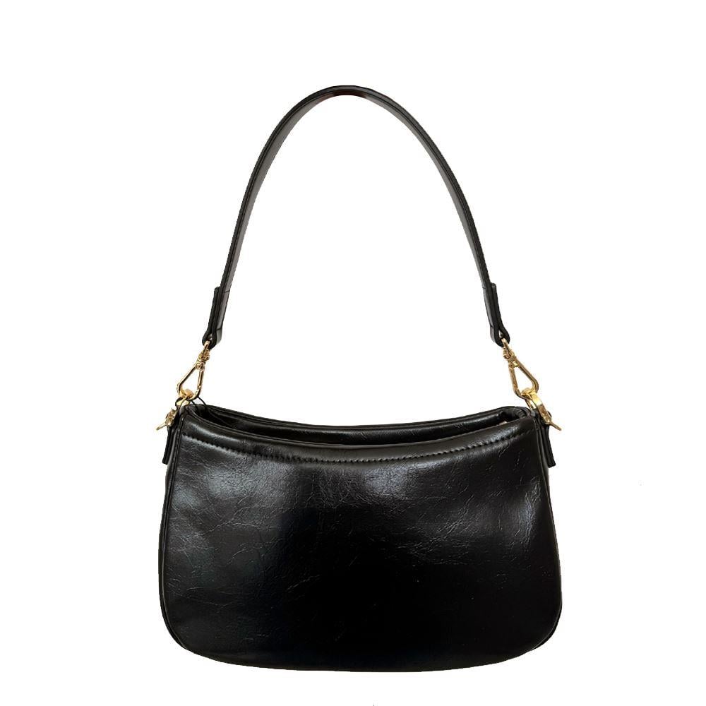 Love Moschino Love Moschino Kadın Kalın Kısa Kulp Deri Fermuar Kapama Siyah Omuz Çantası JC4381PP0NKT0-000