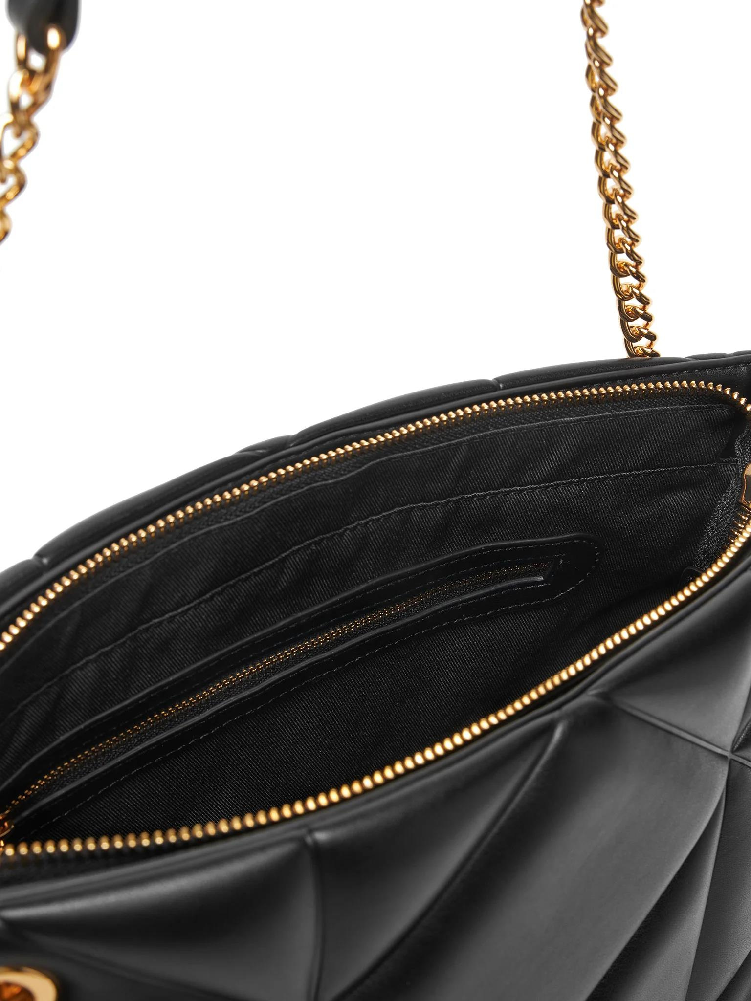 Love Moschino Love Moschino Kadın Kapitoneli Zincir Askı Deri Fermuar Kapama Siyah Omuz Çantası JC4040PP0NLC0-000