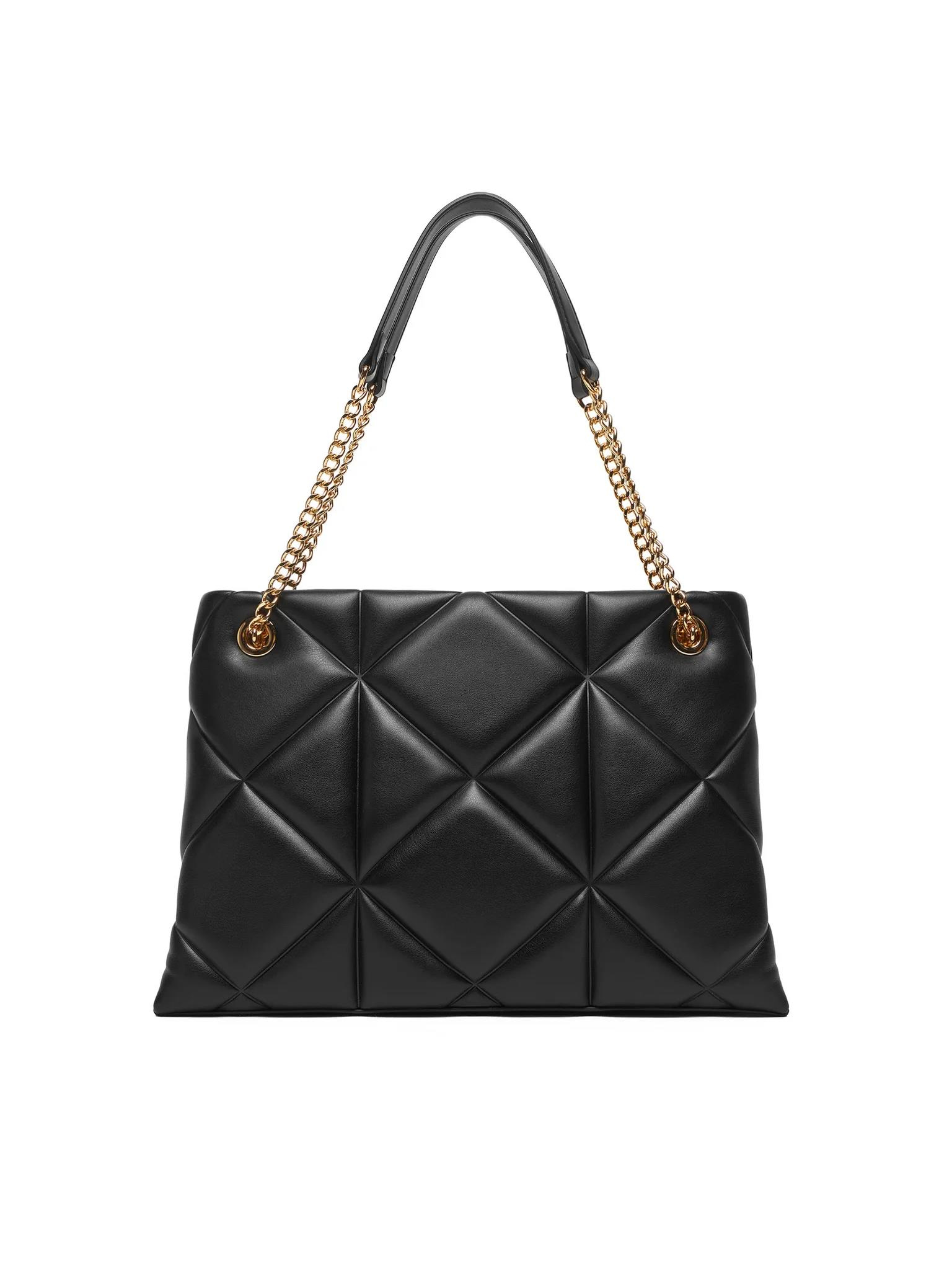 Love Moschino Love Moschino Kadın Kapitoneli Zincir Askı Deri Fermuar Kapama Siyah Omuz Çantası JC4040PP0NLC0-000