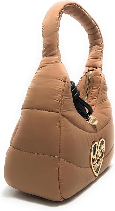 Love Moschino Love Moschino Kadın Kumaş Kapitoneli Metal Tokalı Fermuar Kapama Kahverengi Omuz Çantası JC4349PP0NKY1-10A