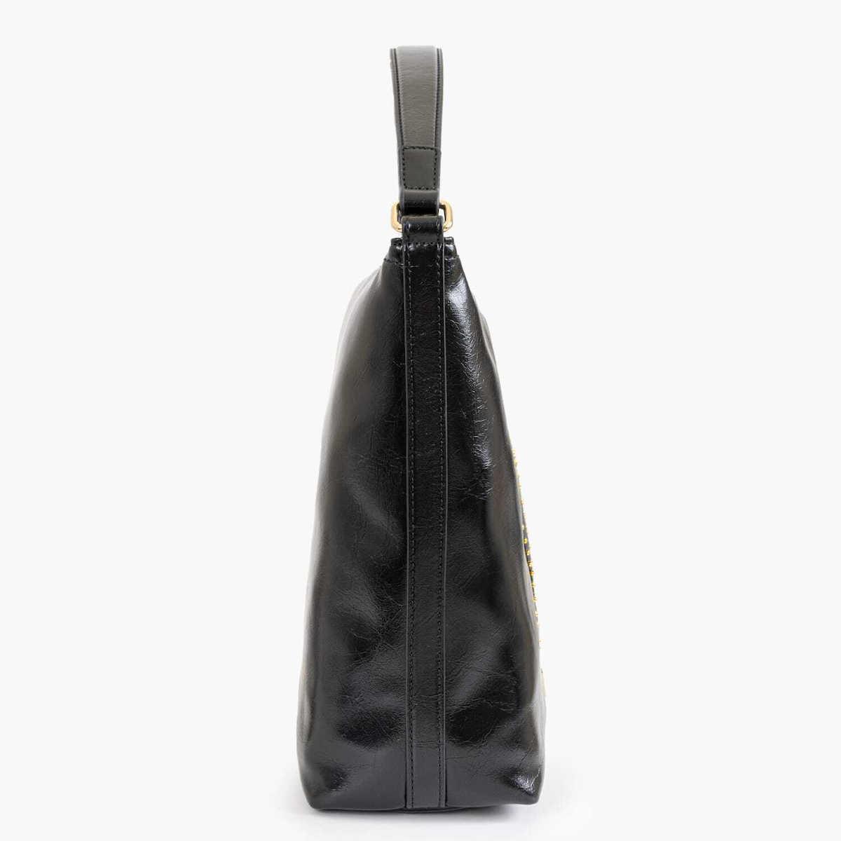 Love Moschino Love Moschino Kadın Logolu Deri Fermuarlı Günlük Kullanım Siyah Omuz Çantası JC4384PP0NKT0-000