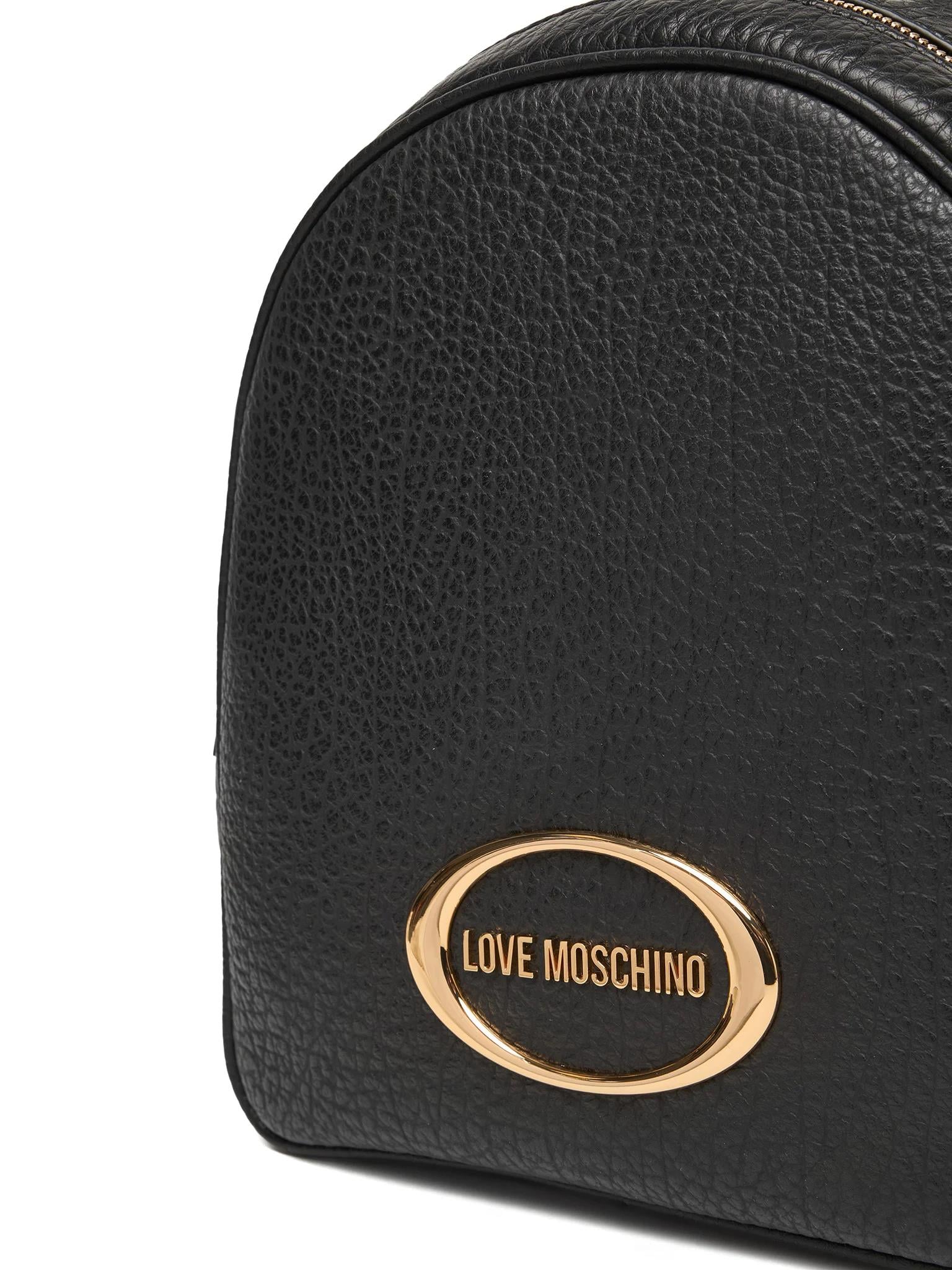 Love Moschino Love Moschino Kadın Metalik Logo Desenli Dokulu Deri Siyah Sırt Çantası JC4341PP0NK14-00A