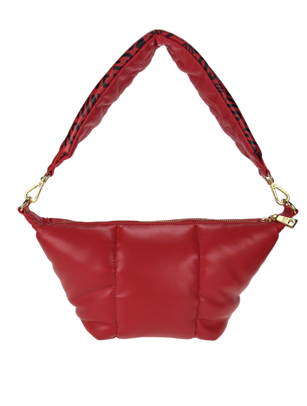 Love Moschino Love Moschino Kadın Yastıklı Logo Baskılı Askı Metalik Logo Detaylı Kırmızı Omuz Çantası JC4319PP0NKM1-50A