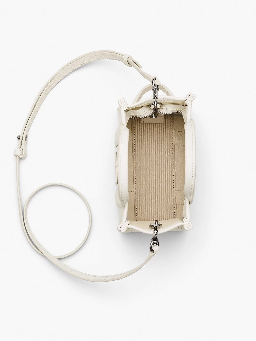 Marc Jacobs Marc Jacobs Kadın Fermuar Kapamalı Logo Detaylı Deri Mini Ekru Omuz Çantası H053L01RE22-140