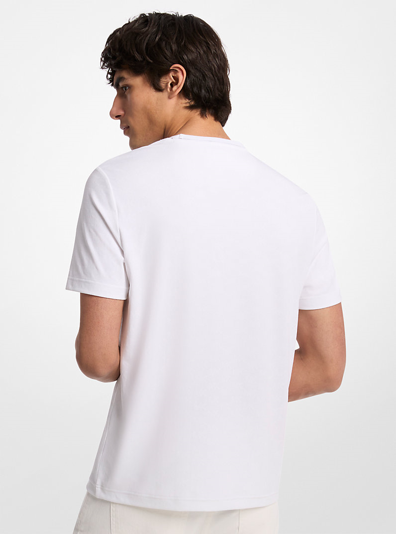 Michael Kors Michael Kors Erkek %100 Pamuklu Logo Detaylı Bisiklet Yaka Kısa Kollu Beyaz T-Shirt CR652TGK3W-WHITE