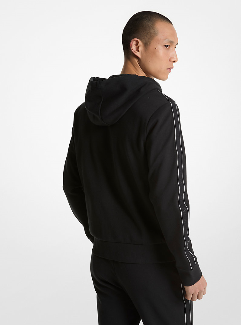 Michael Kors Michael Kors Erkek Kapüşonlu Yaka Uzun Kollu Fermuarlı Siyah Eşofman Üstü CT4524K5MF-BLACK