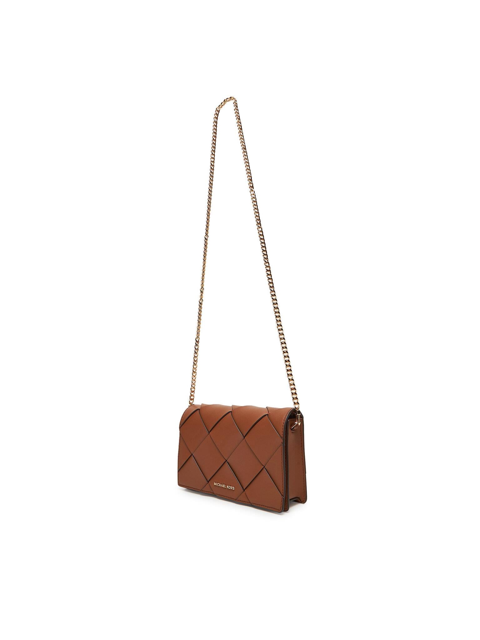 Michael Kors Michael Kors Kadın %100 Deri Çapraz Zincir Askılı Desenli Kahverengi Omuz Çantası 32S5GJ6C8L-LUGGAGE