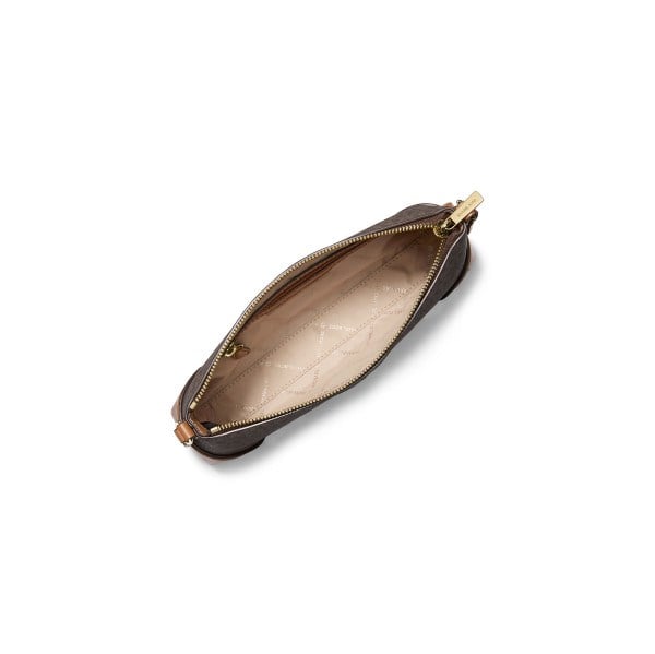 Michael Kors Michael Kors Kadın Deri Kulp MK Yazı Desen Fermuar Kapama Kahverengi Omuz Çantası 32R6G1WC1B-BRN/ACORN