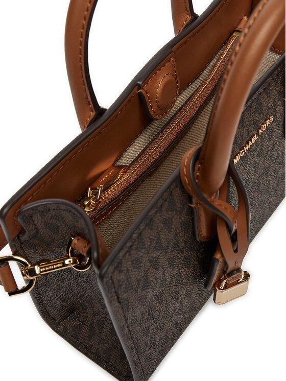 Michael Kors Michael Kors Kadın Deri MK Yazı Tokalı Fermuar Kapama Kahverengi Omuz Çantası 32F4GETC0B-BRNACORN