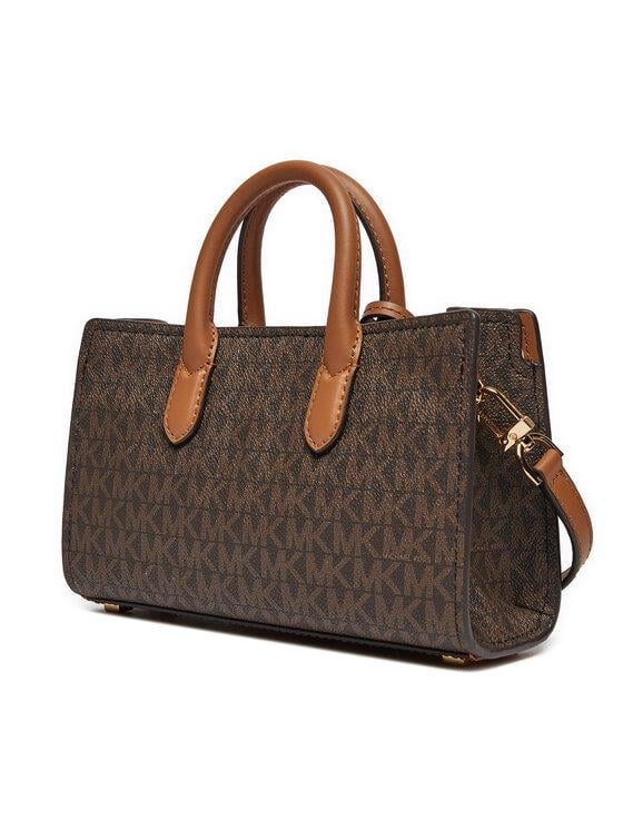 Michael Kors Michael Kors Kadın Deri MK Yazı Tokalı Fermuar Kapama Kahverengi Omuz Çantası 32F4GETC0B-BRNACORN