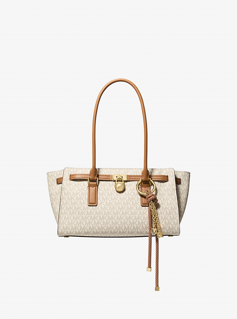 Michael Kors Michael Kors Kadın Hamilton Moderne Küçük Boy Dei İmza Logolu Ekru Omuz Çantası 30F5GNXT0B-VANILAACRN