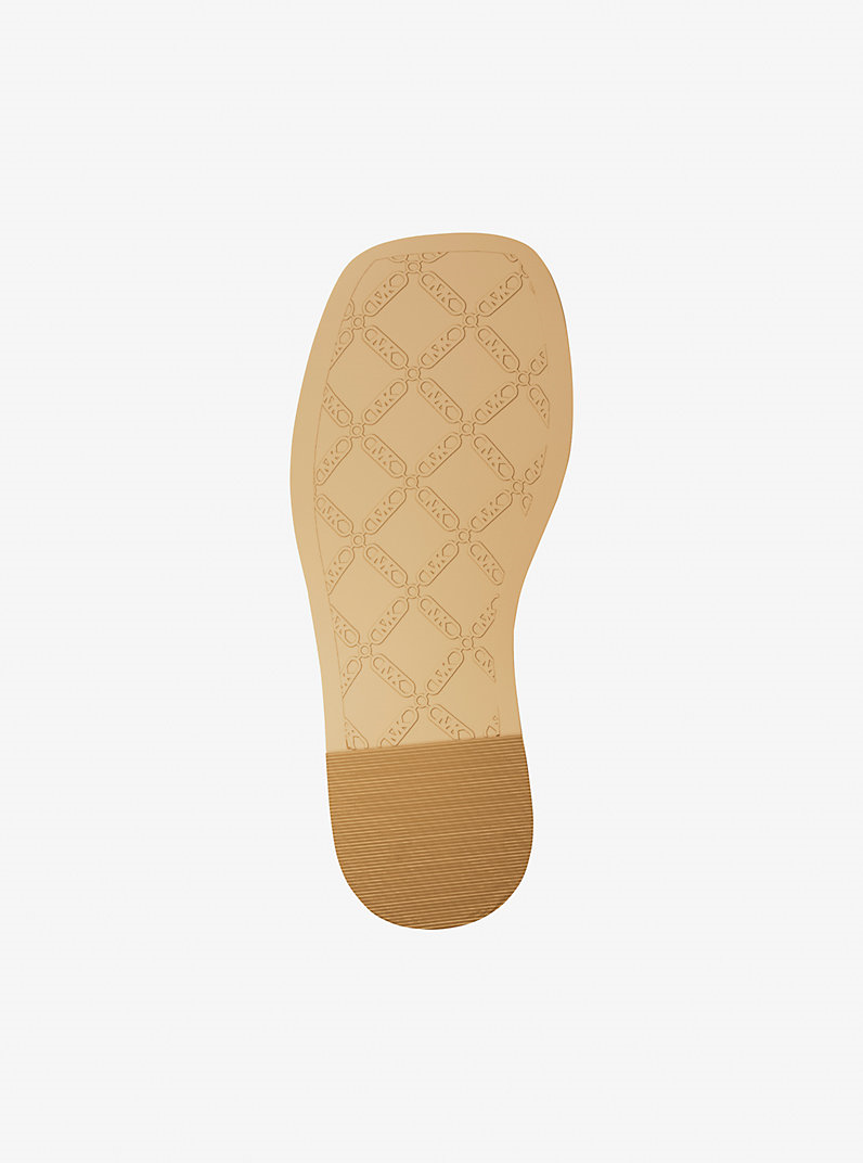 Michael Kors Michael Kors Kadın Kare Burunlu Metalik Logo Detaylı Deri Ekru Terlik 40F5MLFS1B-VANILLA