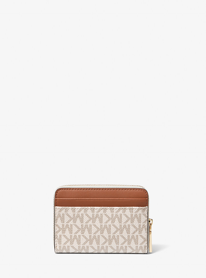 Michael Kors Michael Kors Kadın MK Logo Desenli Fermuarlı Bozuk Para Cepli 4 Kart Bölmeli Kanvas Ekru Kartlık 32T4GJ6Z5B-VANILAACRN