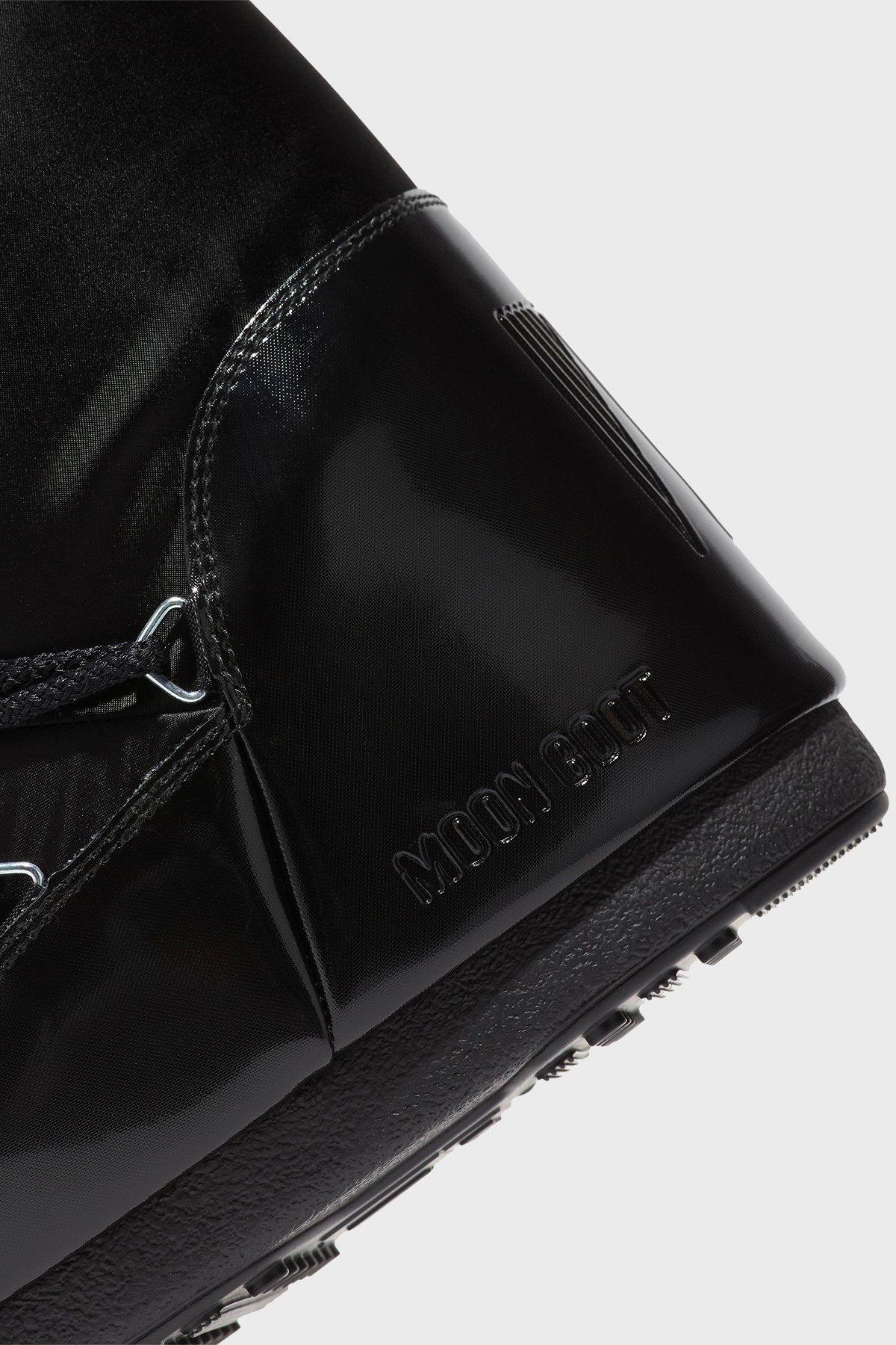 Moon Boot Moon Boot Kadın Parlak Logo Desenli Su İtici Kaydırmaz Tabanlı Uzun Kar Siyah Bot & Bootie 80D1401680-N001