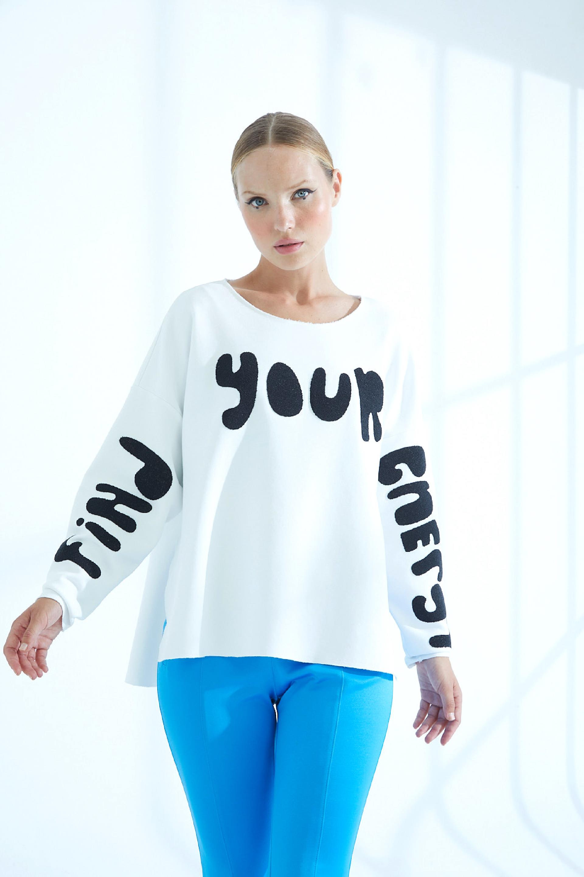 Naar Naar Kadın Uzun kollu Günlük Kullanım Normal kesim Ekru Sweatshirt NAAR51320-EKRU