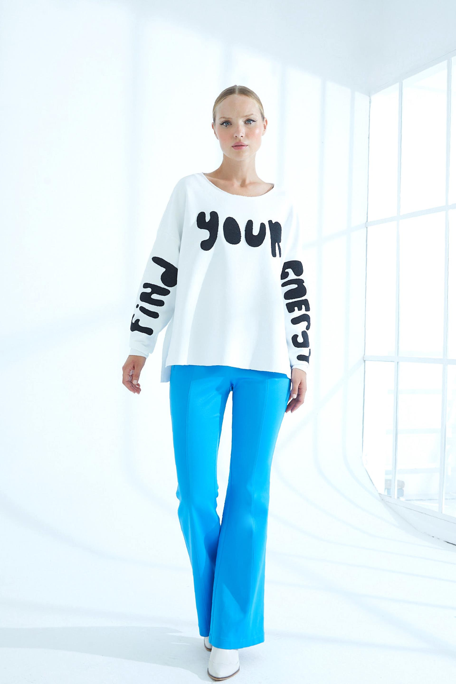 Naar Naar Kadın Uzun kollu Günlük Kullanım Normal kesim Ekru Sweatshirt NAAR51320-EKRU