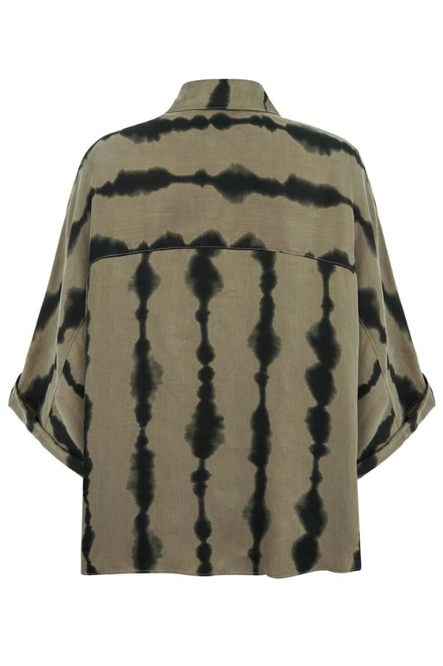 Nocturune Nocturune Kadın Rahat Kesim Dökümlü Desenli Düğme Kapamalı Oversize Çok Renkli Gömlek N25YN25183-VARYANT